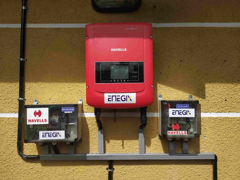 Enegix solar inverter installation with AC and DC protection boxes